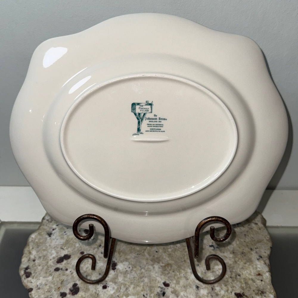 The Friendly Village Bless This House Scalloped Platter Johnson Bros England 11” - Picture 8 of 14